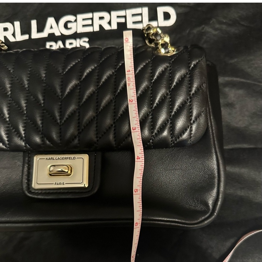 Karl Lagerfeld Black Quilted Chain Shoulder Bag - Picture 9 of 10